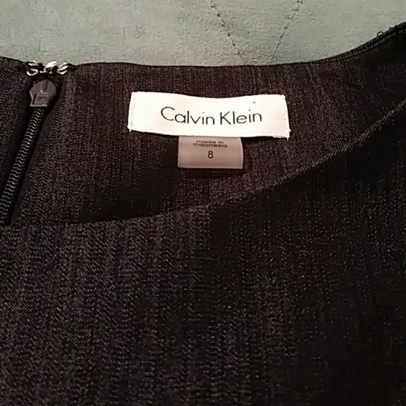 Calvin Klein Sleeveless Pocket Sheath Dress Chambray Black Sliming Princess Cut - Picture 6 of 9
